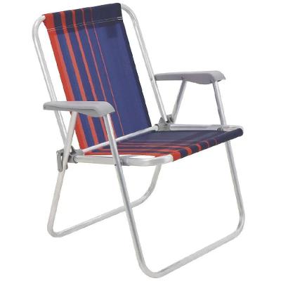 Cadeira De Praia Samoa Alta Em Alumínio Com Assento Azul Escuro E Laranja - 92900000 - Tramontina