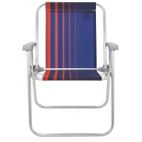 Cadeira De Praia Samoa Alta Em Alumínio Com Assento Azul Escuro E Laranja - 92900000 - Tramontina