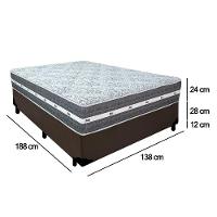 Cama Box Casal Sintético + Colchão Anjos Black Graphite Molas Ensacadas 138x188x64cm Marrom