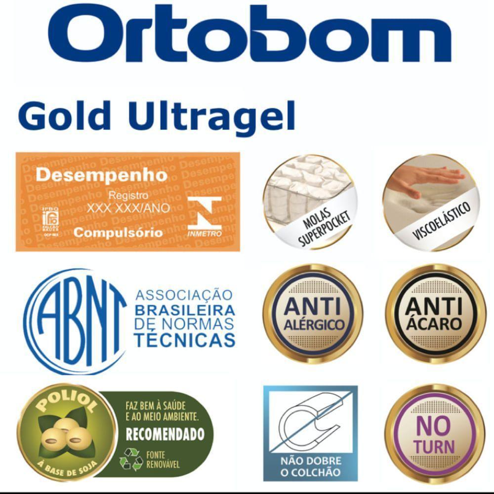Colchão De Espuma Queen Size Gold Ultra Gel 158x198x32cm - 1041691567 - Ortobom Colchao Gold Ultra Gel Queen 158x198x32 - 6