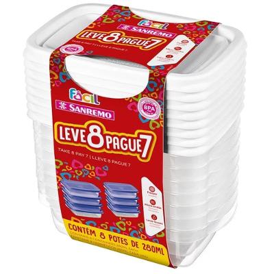 Conjunto De Potes 280ml Leve 8 Pague 7 Cores Sortidas - Sr160-7 - Sanremo Conj.pote Leve 8 Pague 7 280ml Sanremo Sr160-7
