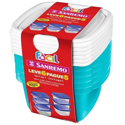 Conjunto De Potes 800ml Leve 6 Pague 5 Cores Sortidas - Sr125-7 - Sanremo Conj.pote Leve 6 Pague 5 800ml Sanremo Sr125-7