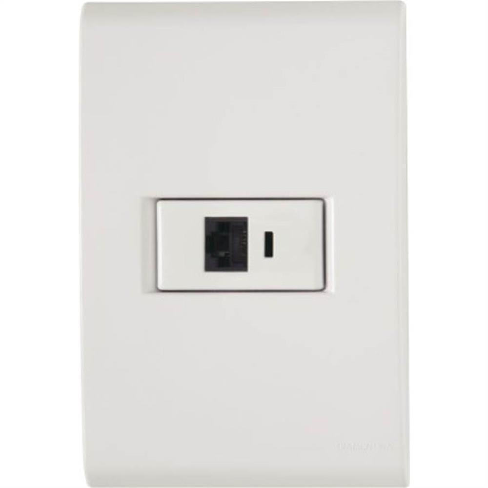 Conjunto Liz Branco 4x2 Com 1 Tomada Rj45 Cat:6 - 57170022 - Tramontina Cj.tomada Rj45 Cat.6 Tramontina 57170-022 - 1