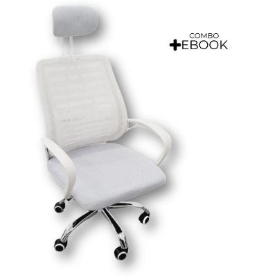 Kit 2 Cadeiras Escritório Diretor Mesh Encosto Branco E-book