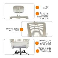 Kit 2 Cadeiras Escritório Diretor Mesh Encosto Branco E-book - 7