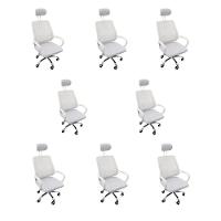 Kit 8 Cadeiras Escritório Diretor Mesh Encosto Branco + E-book - 1
