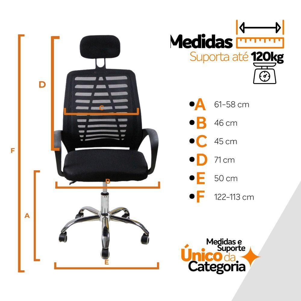 Kit 6 Cadeiras Escritório Diretor Tela Mesh Encosto + E-book - 6