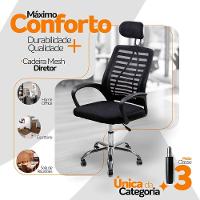 Kit 6 Cadeiras Escritório Diretor Tela Mesh Encosto + E-book