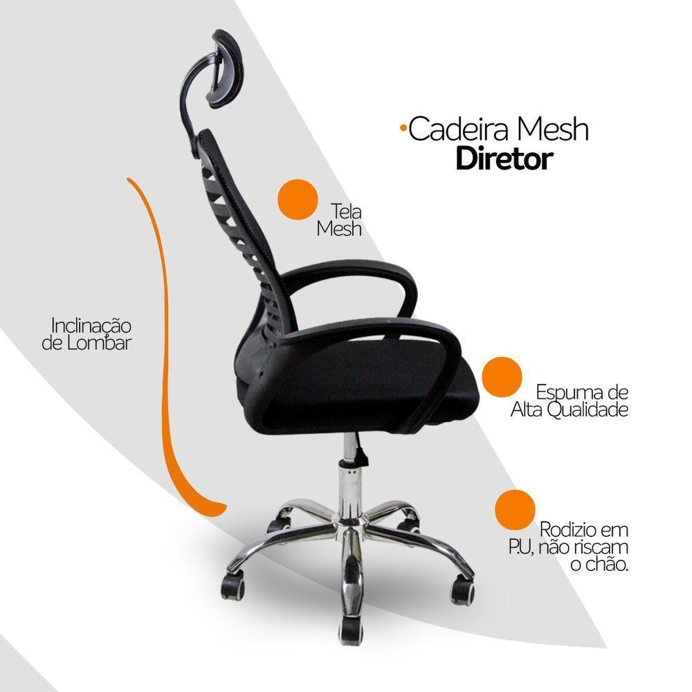 Kit 2 Cadeiras Escritório Diretor Tela Mesh Encosto + E-book - 5
