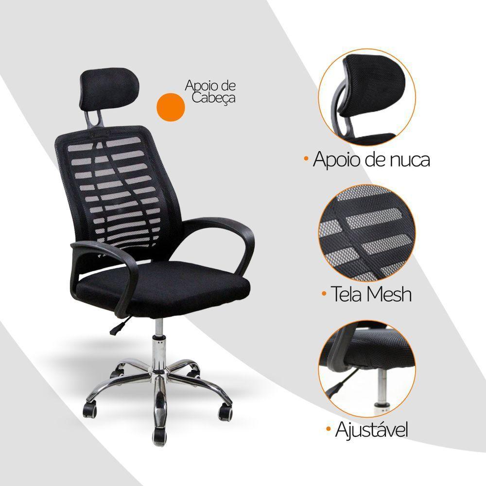 Kit 6 Cadeiras Escritório Diretor Tela Mesh Encosto + E-book - 8