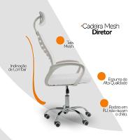 Kit 6 Cadeiras Escritório Diretor Mesh Encosto Branco + E-book - 5