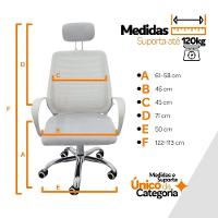 Kit 6 Cadeiras Escritório Diretor Mesh Encosto Branco + E-book - 6