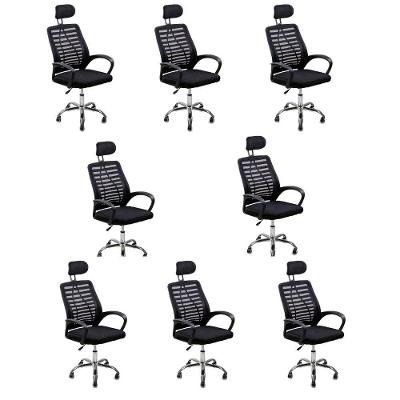 Kit 8 Cadeiras Escritório Diretor Tela Mesh Encosto + E-book