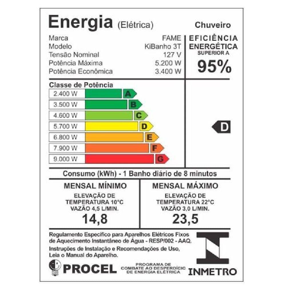 Ducha Nova Kibanho Com 3 Temperaturas De 110 Volts 5200 Watts 3363 - 00433631 - Fame - 2