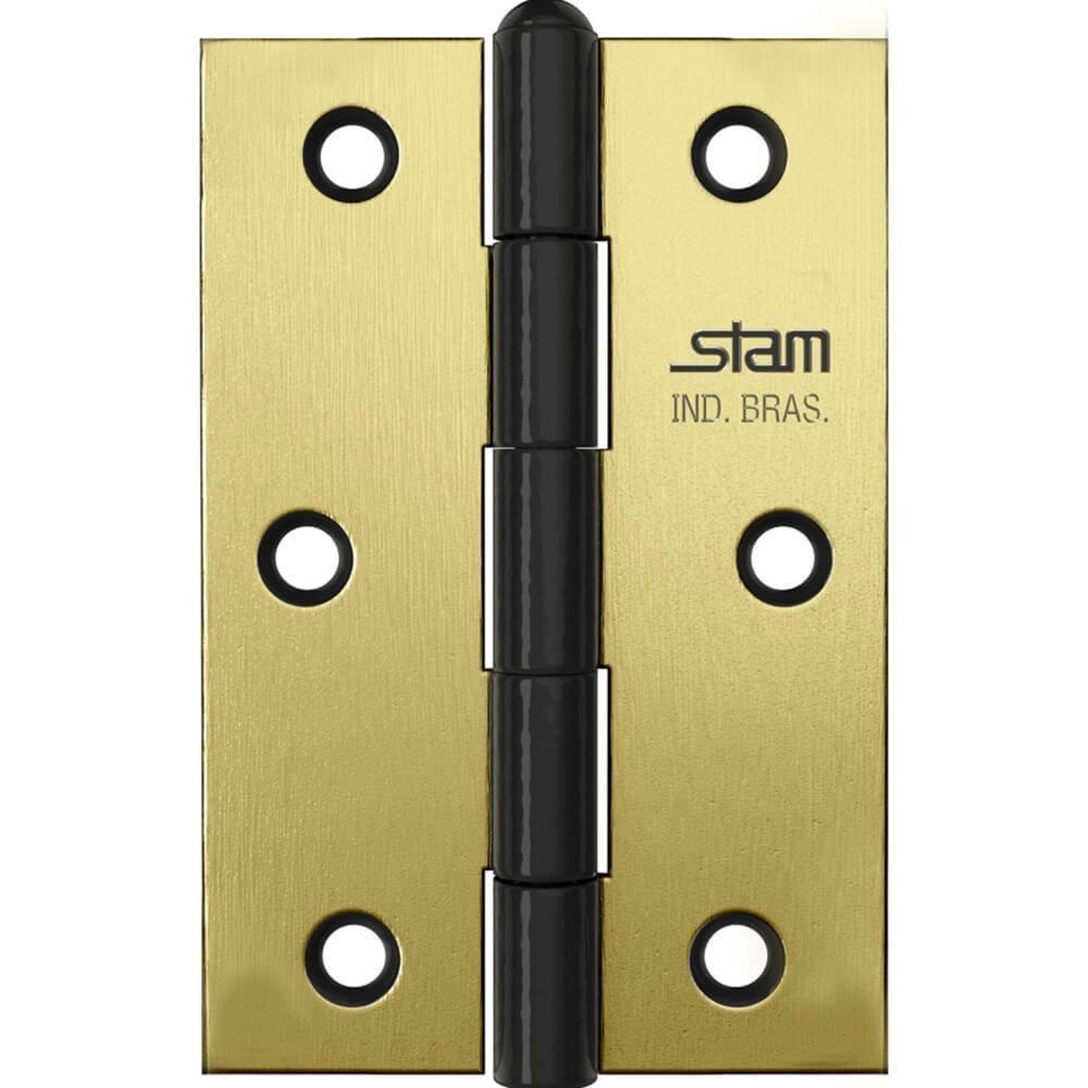 Dobradiça 3.1-2 X 2.5-16" X 1,5mm Com Pino Reversível E Canto Reto Oxidado - 42053 - Stam - 1