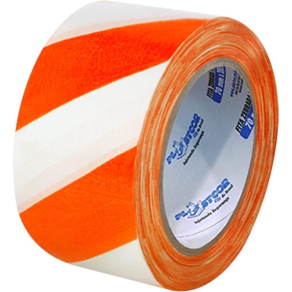 Fita Zebrada Laranja E Branca 100 Metros - 700.00523 - Plastcor - 1