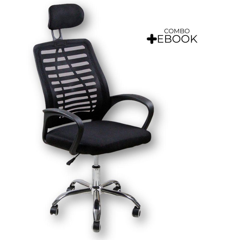 Kit 4 Cadeiras Escritório Diretor Tela Mesh Encosto + E-book - 2