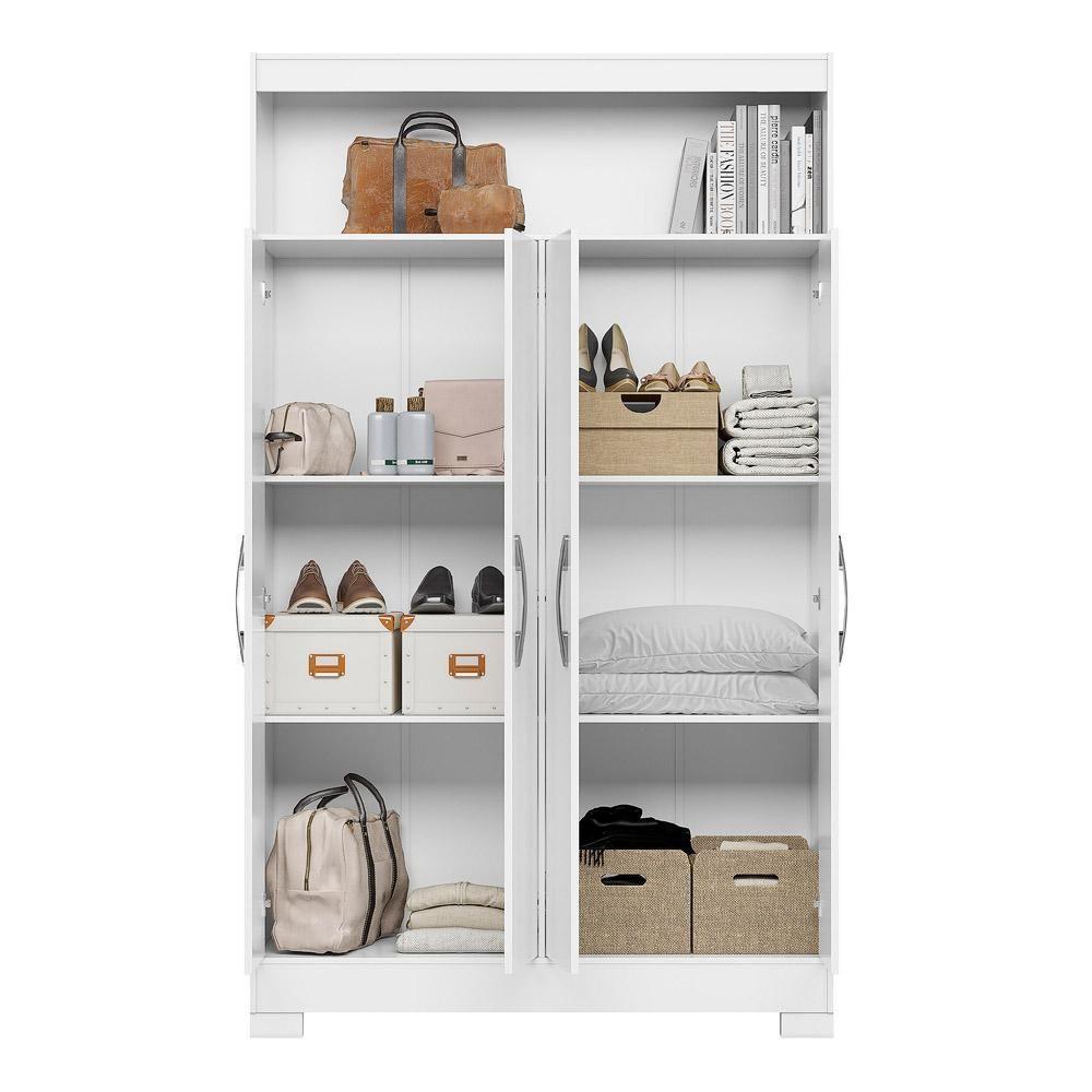 Conjunto Para Escritório 2 Mesas E 1 Armário Multiuso 4 Portas Branco Notável Móveis Branco - 2