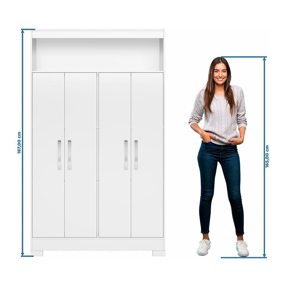 Conjunto Para Escritório 2 Mesas E 1 Armário Multiuso 4 Portas Branco Notável Móveis Branco - 10