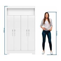 Conjunto Para Escritório 2 Mesas E 1 Armário Multiuso 4 Portas Branco Notável Móveis Branco - 10