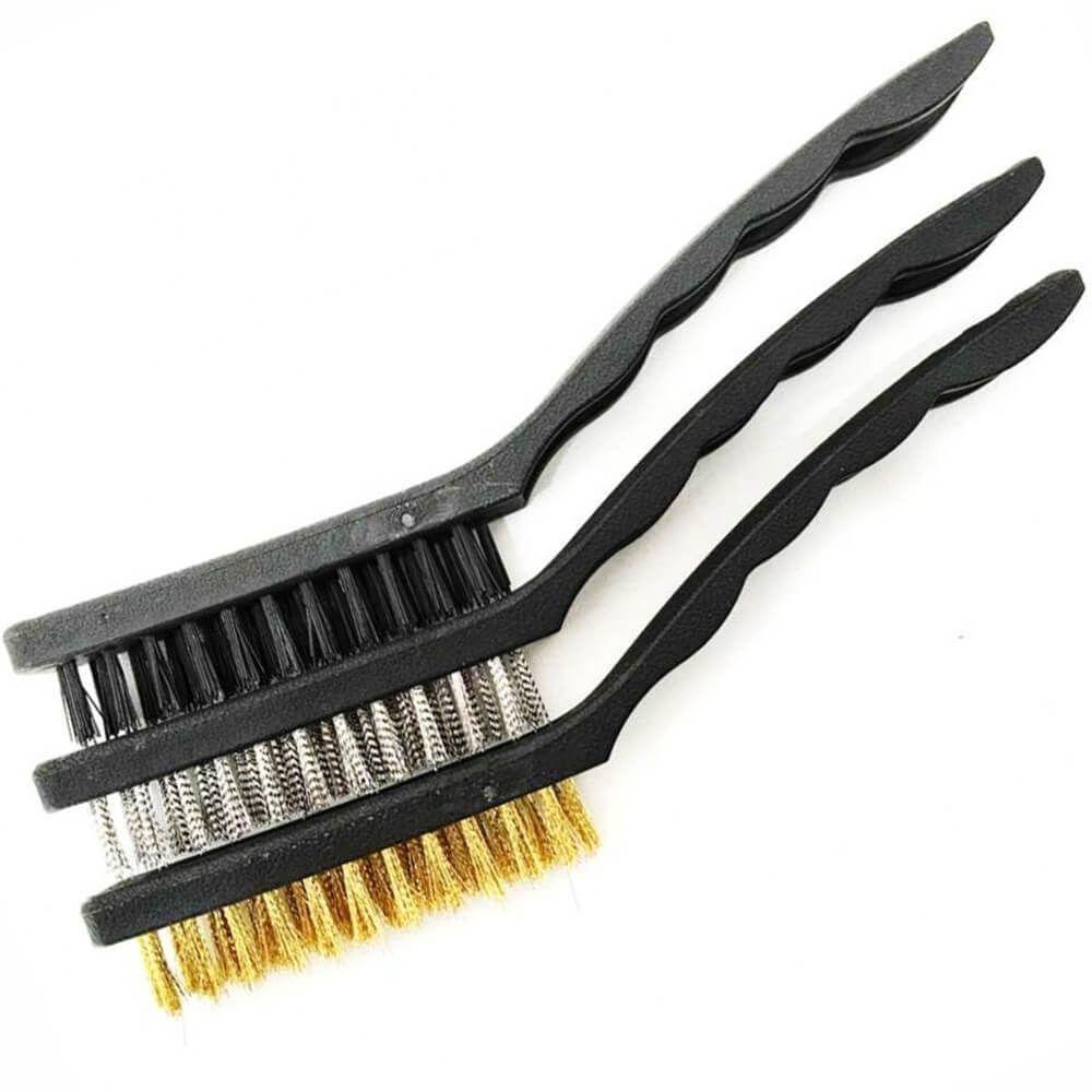 Jogo De Escovas De Aço Grandes Com Cabo Plástico Embalagem Com 3 Peças - 748639 - Mtx - 1