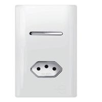 Interruptor Paralelo + Tomada Universal 2p+t 10a Cromado Com Placa 4x2 Branco - Dc-120020 - Novara - 1