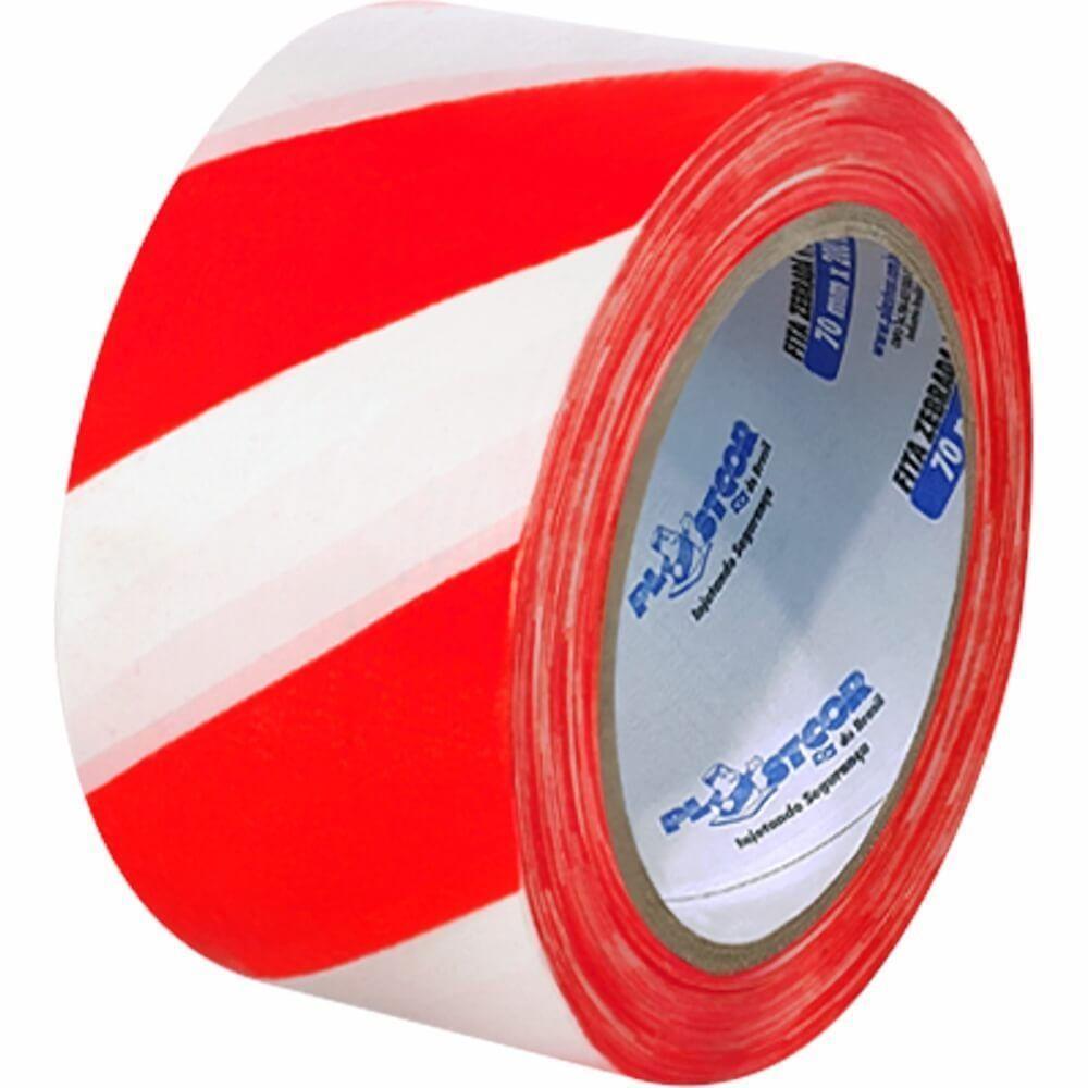 Fita Zebrada Vermelha E Branca 50 Metros - 700.00611 - Plastcor - 1