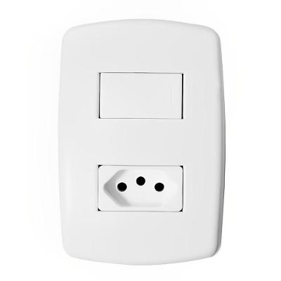 Interruptor Simples + 1 Tomada Unidade 2p+t 10a Com Placa - Dc-8100-15 - Dicompel