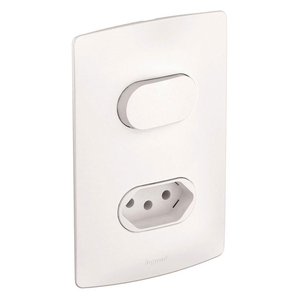 Interruptor Simples + 1 Tomada 2p + T 4x2 Ny Branco 10a Nereya - 663160 - Pial Interrup.simples+1tom 2p+t 4x2 Ny Br 10a - 1