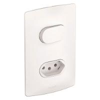 Interruptor Simples + 1 Tomada 2p + T 4x2 Ny Branco 10a Nereya - 663160 - Pial Interrup.simples+1tom 2p+t 4x2 Ny Br 10a - 1