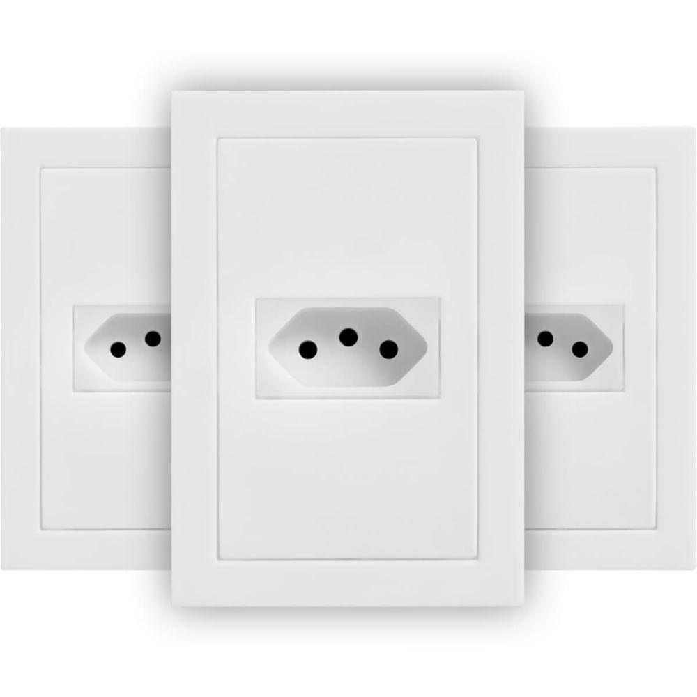 Kit Com 3 Conjuntos De Tomada 2p+t 10a 4x2 Branco Fosco - Ek-30000-105 - Ekron - 1