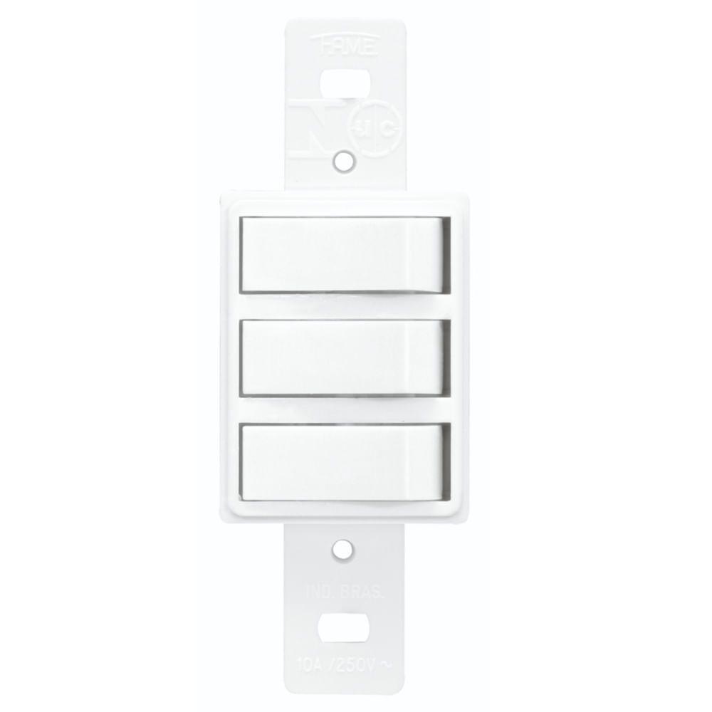 Interruptor Embutir 3 Simples Sem Placa Série Blanc - 0651 - Fame Interruptor Embutir 3simples S-p Sb Fame 651 - 1