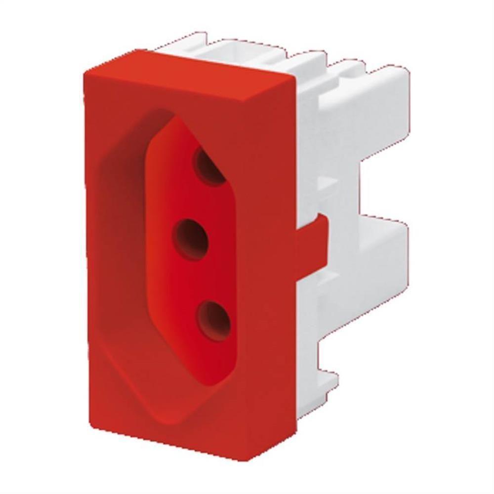 Módulo Tomada 2p+t 10a 250 Volts Elegance Vermelha - 2349 - Fame Tomada 2p+t 10a Vermelha Elegance Fame 092.2349.3 - 1
