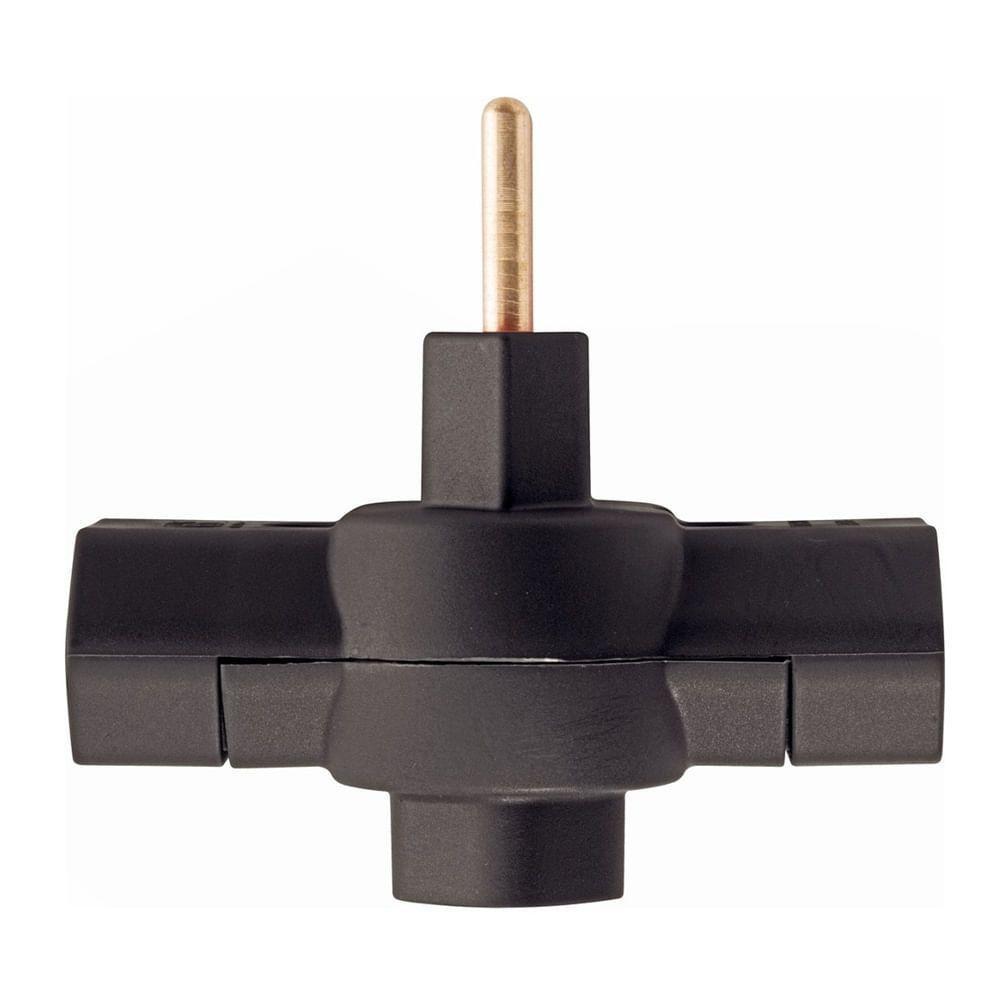 Plugue T Preto 2p De 10 Ampères E 250 Volts - 57400-172 - Tramontina - 2
