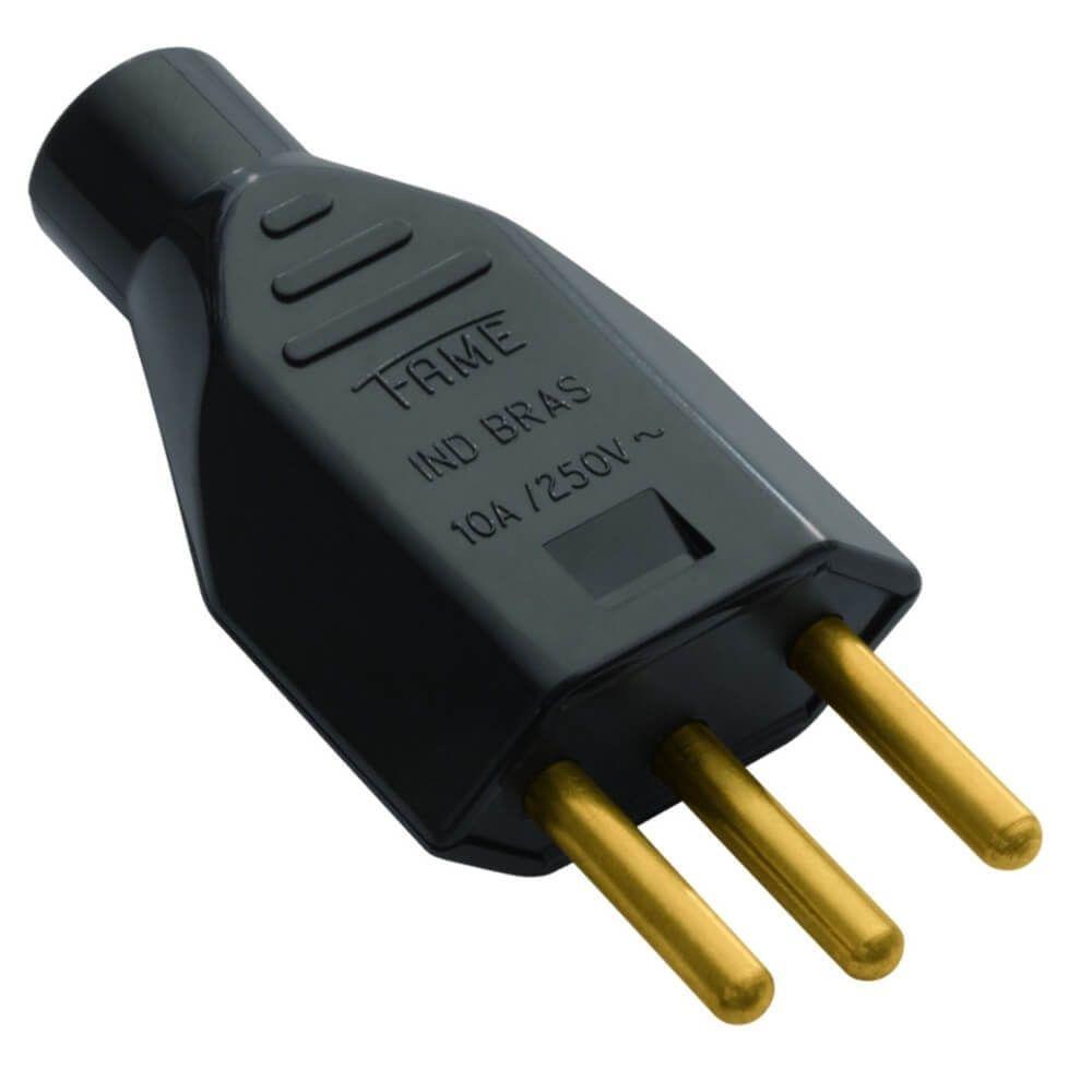 Plugue 2p+t 180g Macho 10a Preto - 2142 - Fame Plugue 2p+t 180g Macho Pr 10a 2142 Fame - 1