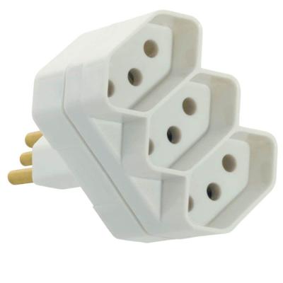 Plugue 2p+t 3 Saídas Bipolar 20a 250 Volts Cinza Sobrepor - 1492 - Fame Plugue Bipolar 2p+t Padrao Fame 1492 .