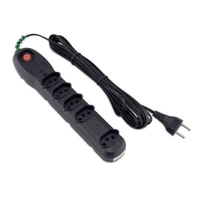 Protetor De Surtos Com 5 Tomadas De 3 Metros Preto - 7202 - Force Line Protetor De Surtos 5tom 3m Biv Pt Force 7202