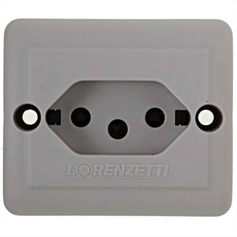 Tomada 2p+t Pb 20a Retangular Sobrepor Cinza - 1713020 - Lorenzetti Tomada 2p+t Retangular Sobrepor Cinza 20a - 1