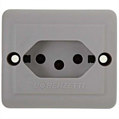 Tomada 2p+t Pb 20a Retangular Sobrepor Cinza - 1713020 - Lorenzetti Tomada 2p+t Retangular Sobrepor Cinza 20a