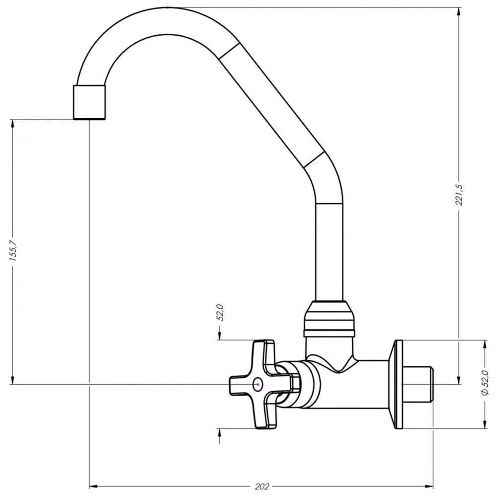 Torneira Para Cozinha Alfa Bica Móvel 1167 C34 Cromada De Mesa - Vtm200cwb - Esteves - 2