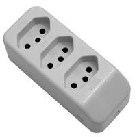 Tomada Móvel Múltipla 2p+t 10a 250 Volts Tripla Cinza - 2700 - Fame Tomada Padrao 2p+t Tripla 10a Cinza Fame 2700 - 1