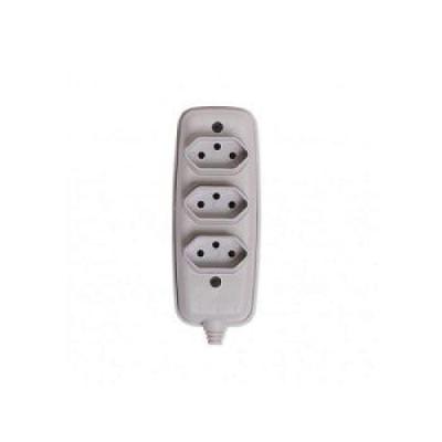 Tomada Em Barra Tripla Bipolar 2p + T 10a 250v Cinza - 16330 - Ilumi Tomada Tripla 2p+t 10a 250v Cinza 16330 Ilumi
