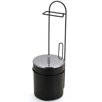 Suporte De Chão Para Papel Higiênico Com Lixeira Black - 2518 - Arthi