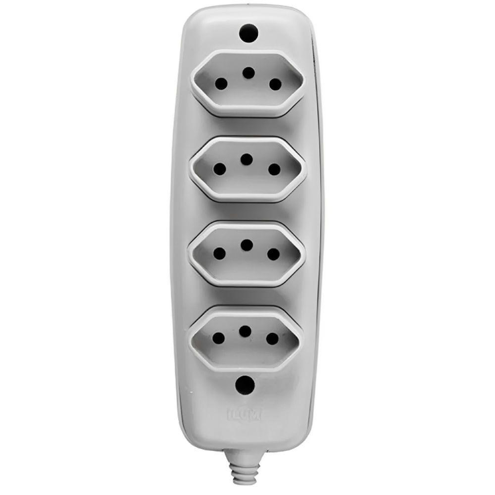 Tomada Em Barra Quadrupla 2p 10a 250volts Cinza - 16340 - Ilumi Tomada Quadrupla 2p+t 10a 250v Cinza - 16340 - Ilumi - 1