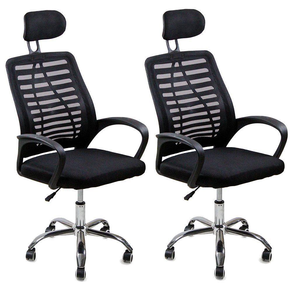 Kit 2 Cadeiras Escritório Diretor Tela Mesh Com Encosto + E-book - 1