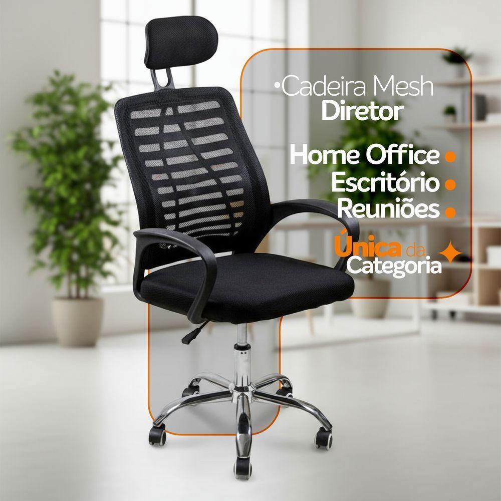 Kit 2 Cadeiras Escritório Diretor Tela Mesh Com Encosto + E-book - 2