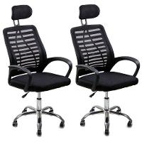 Kit 2 Cadeiras Escritório Diretor Tela Mesh Com Encosto + E-book - 1