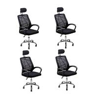Kit 4 Cadeiras Escritório Diretor Tela Mesh Com Encosto + E-book - 1
