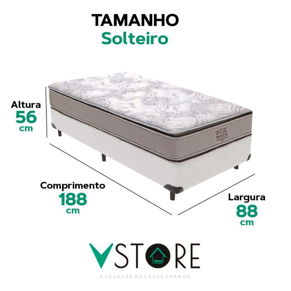 Cama Box Solteiro Branco E Colchão Four Season Molas Vstore - 3