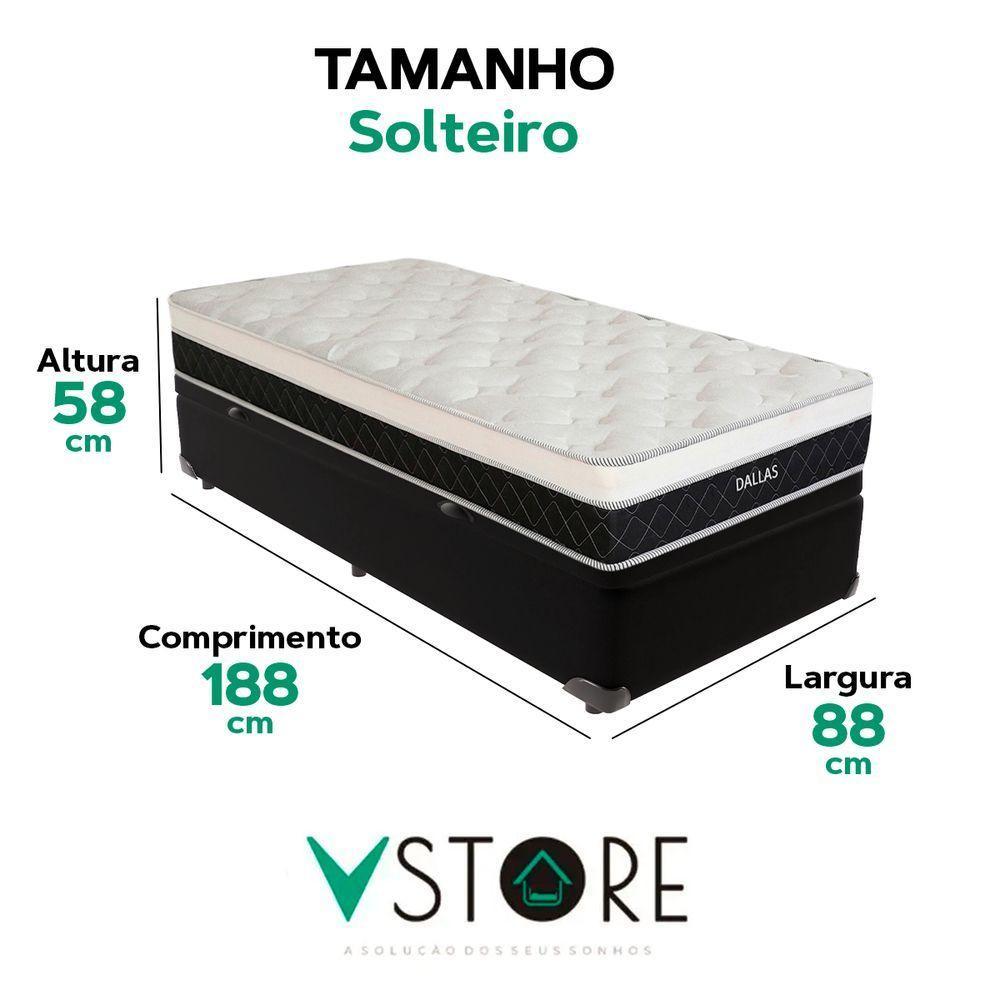 Cama Box Baú Solteiro E Colchão Dallas Molas V-store Cor:preto - 3